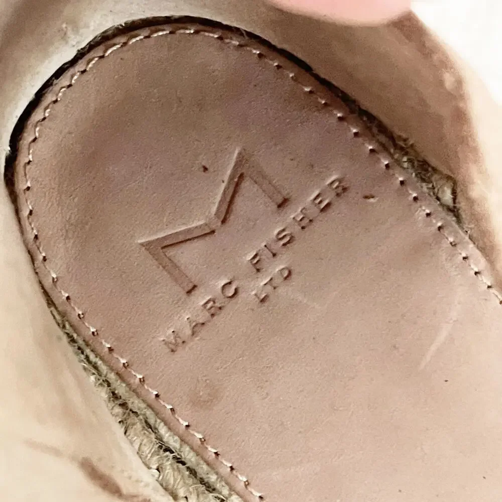 MARC FISHER Alida Suede Espadrille Wedge Sandal Blush Pink 7.5